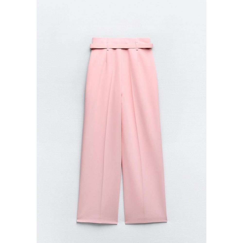 Zara Wide Leg Belted Pants Pink - Picture 5 of 13